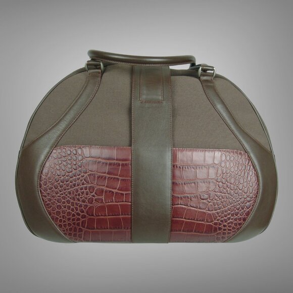 Samsonite Black Label Brown McQueen Women's Boarding Bag Leather Canvas - Picture 7 of 11